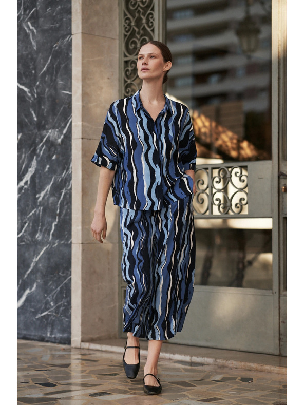 Moodo Košulja s uzorkom i kratkim rukavima plava Moodo