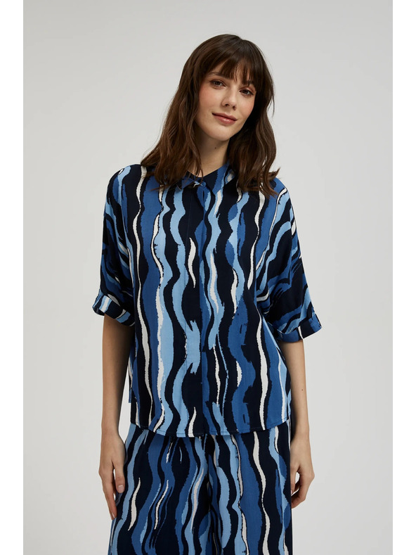 Moodo Košulja s uzorkom i kratkim rukavima plava Moodo