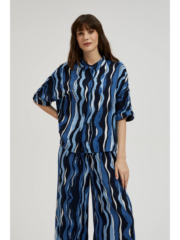 Moodo Košulja s uzorkom i kratkim rukavima plava Moodo