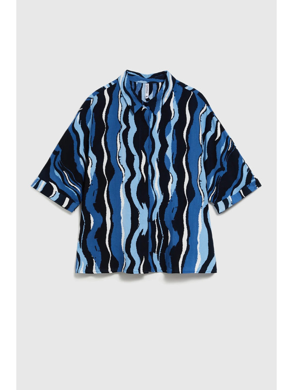 Moodo Košulja s uzorkom i kratkim rukavima plava Moodo