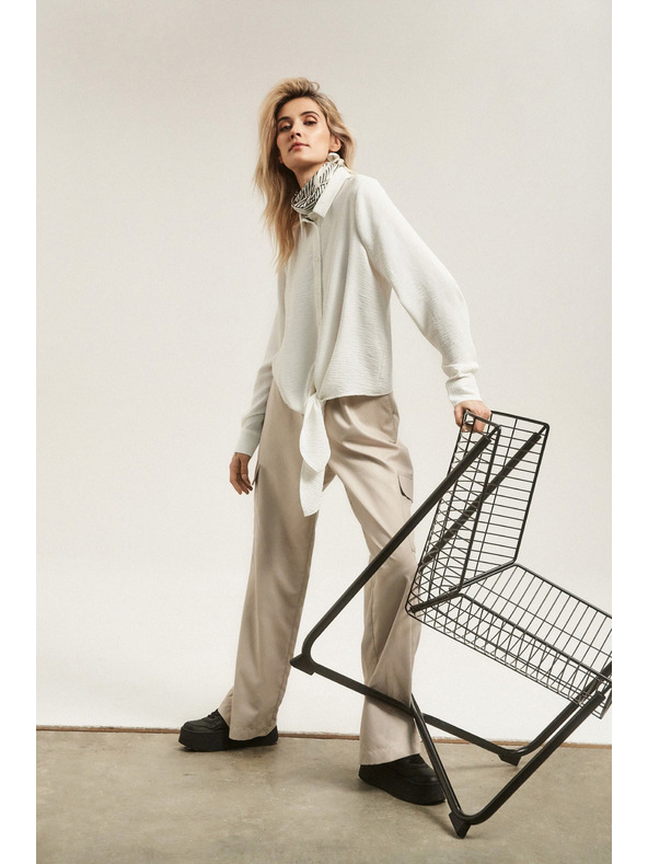 Moodo Košulja s dugim rukavima i vezivanjem bijela Moodo