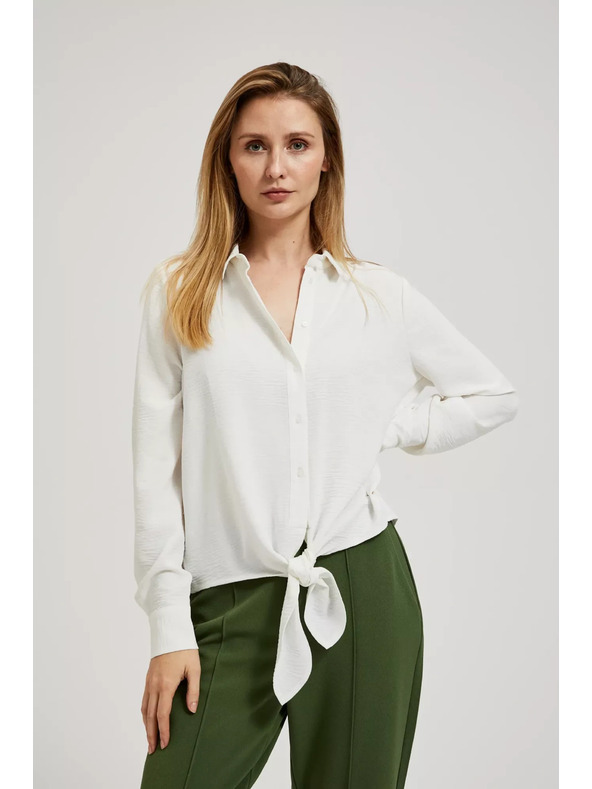 Moodo Košulja s dugim rukavima i vezivanjem bijela Moodo