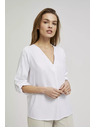 Moodo Košulja s V-izrezom i zarolanih rukava bijela Moodo