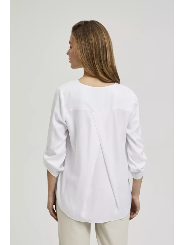 Moodo Košulja s V-izrezom i zarolanih rukava bijela Moodo