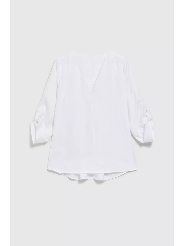 Moodo Košulja s V-izrezom i zarolanih rukava bijela Moodo