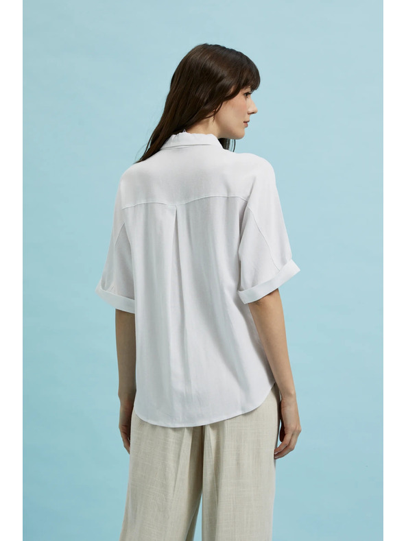 Moodo Bijela košulja s kratkim i širokim rukavima Moodo