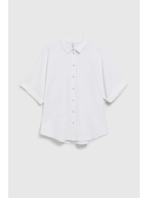 Moodo Bijela košulja s kratkim i širokim rukavima Moodo