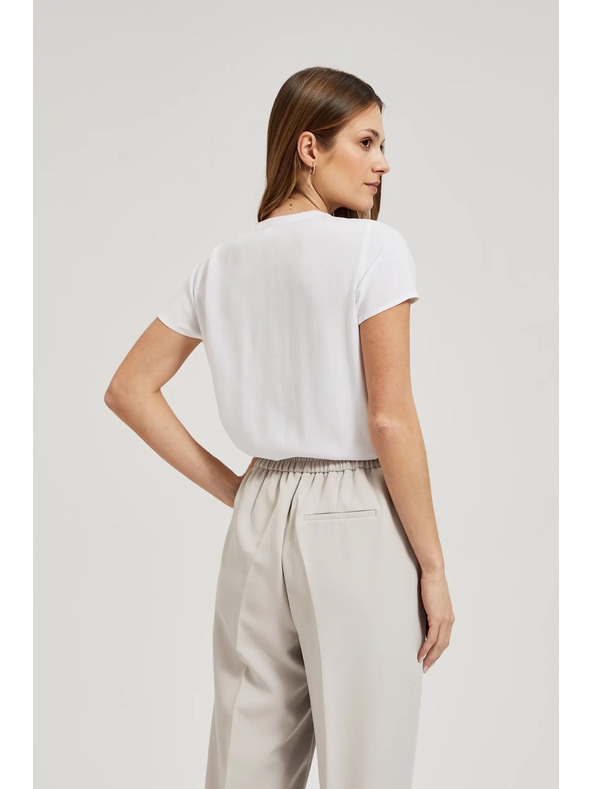 Moodo Bijela košulja ukrašena perlicama na dekolteeu Moodo