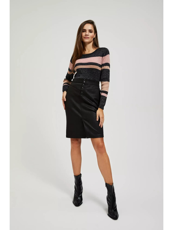 Moodo Pencil suknja s dekorativnim gumbima crna Moodo