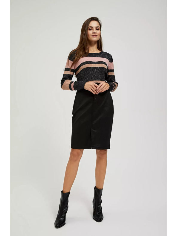 Moodo Pencil suknja s dekorativnim gumbima crna Moodo