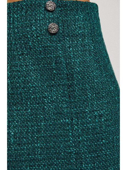Moodo Suknja u tvid stilu s dekorativnim gumbima smaragdna Moodo