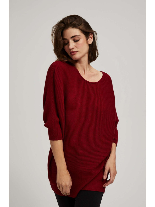 Moodo Pulover šišmiš kroja vinsko crveni Moodo