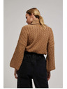 Moodo Pulover s visokim ovratnikom i napuhnutim rukavima tamno bež Moodo
