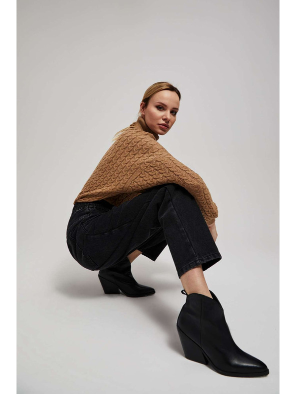 Moodo Pulover s visokim ovratnikom i napuhnutim rukavima tamno bež Moodo