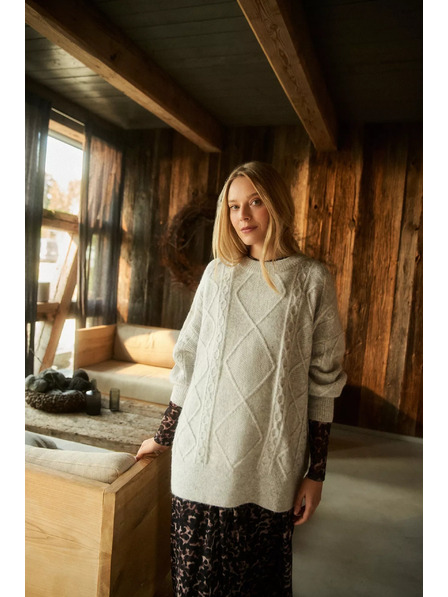 Moodo Pulover s dekorativnim pletenjem svijetlosivi Moodo