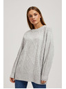 Moodo Pulover s dekorativnim pletenjem svijetlosivi Moodo