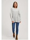 Moodo Pulover s dekorativnim pletenjem svijetlosivi Moodo