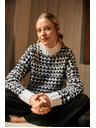 Moodo Pulover s visokim ovratnikom crno-bijeli Moodo
