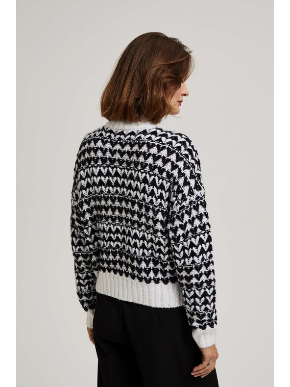 Moodo Pulover s visokim ovratnikom crno-bijeli Moodo
