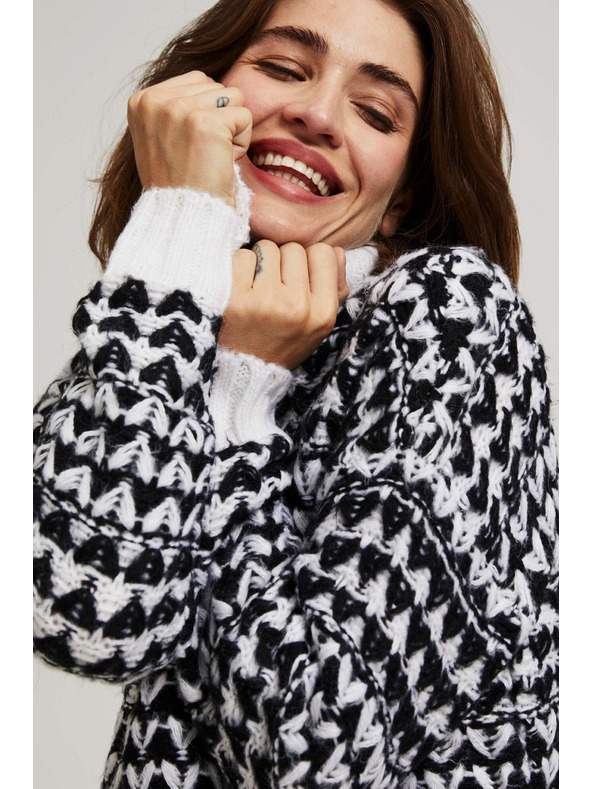 Moodo Pulover s visokim ovratnikom crno-bijeli Moodo