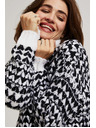 Moodo Pulover s visokim ovratnikom crno-bijeli Moodo