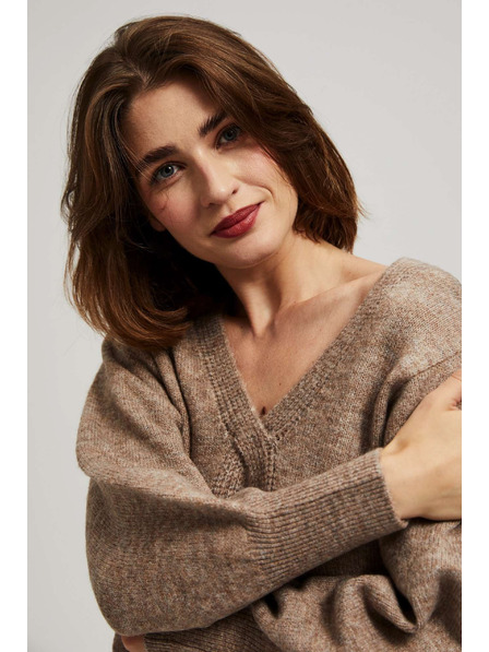 Moodo Pulover s V-izrezom tamno bež Moodo