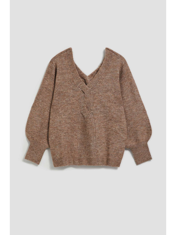 Moodo Pulover s V-izrezom tamno bež Moodo
