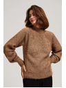 Moodo Pulover s visokim ovratnikom ukrašen metalnom niti bež Moodo