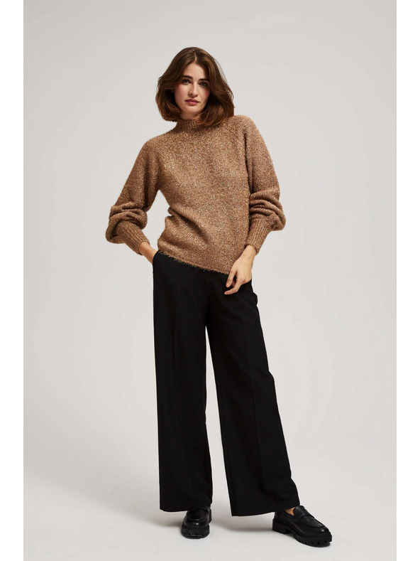 Moodo Pulover s visokim ovratnikom ukrašen metalnom niti bež Moodo