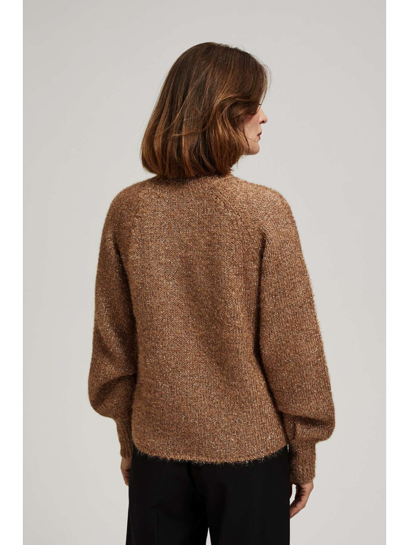 Moodo Pulover s visokim ovratnikom ukrašen metalnom niti bež Moodo