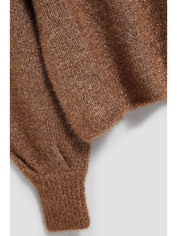 Moodo Pulover s visokim ovratnikom ukrašen metalnom niti bež Moodo