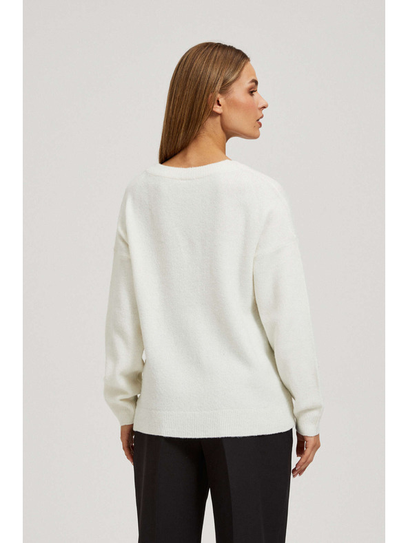 Moodo Pulover s V-izrezom ukrašen perlenim perlicama Moodo