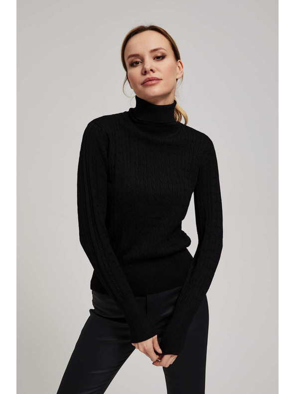 Moodo Tanak pulover s visokim ovratnikom crni Moodo