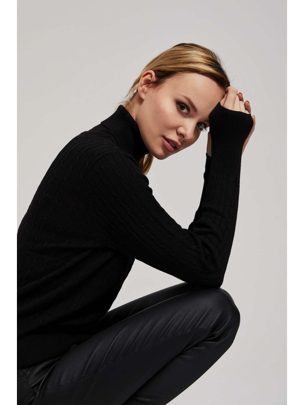 Moodo Tanak pulover s visokim ovratnikom crni Moodo