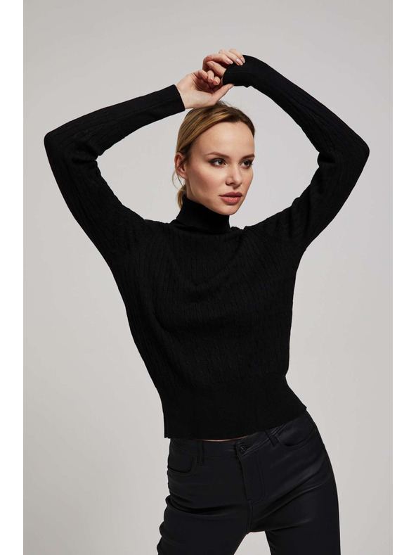 Moodo Tanak pulover s visokim ovratnikom crni Moodo