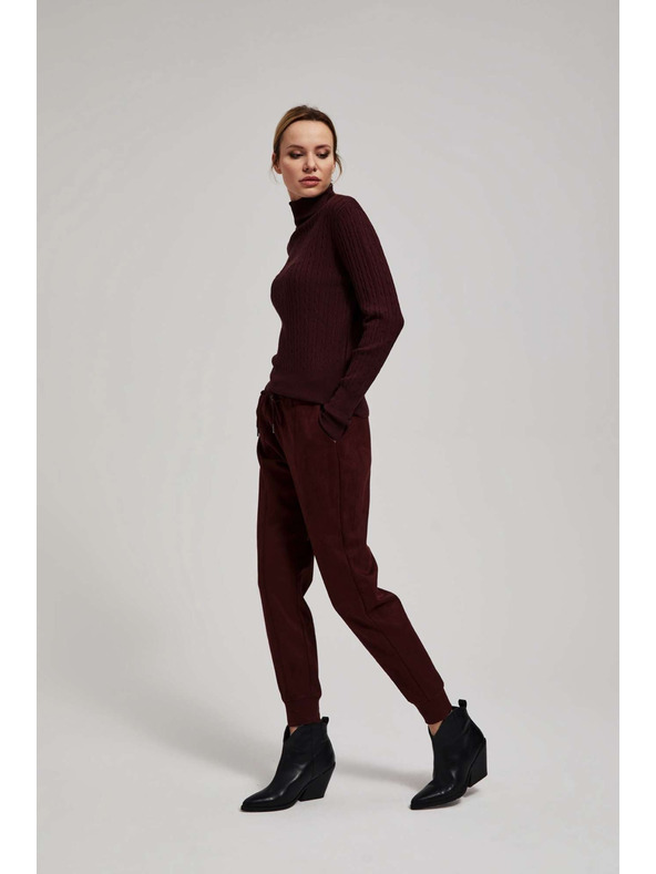 Moodo Tanki kestenjasti pulover s roll ovratnikom Moodo