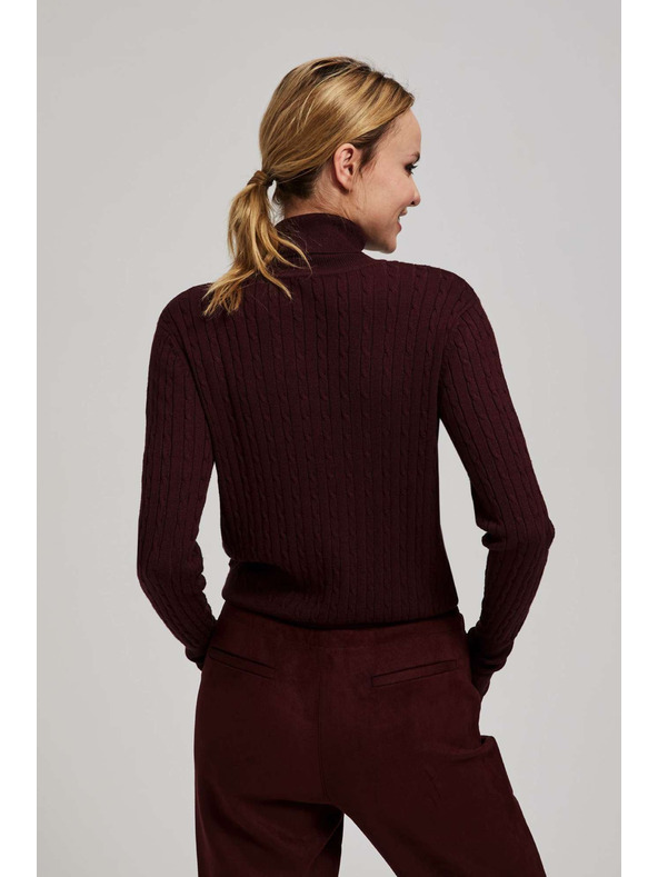 Moodo Tanki kestenjasti pulover s roll ovratnikom Moodo