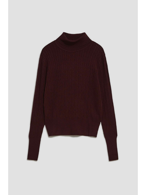 Moodo Tanki kestenjasti pulover s roll ovratnikom Moodo