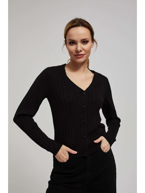 Moodo Crni pulover ukrašen metalnom niti Moodo