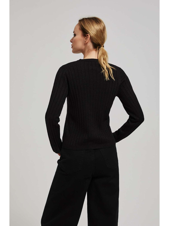 Moodo Crni pulover ukrašen metalnom niti Moodo