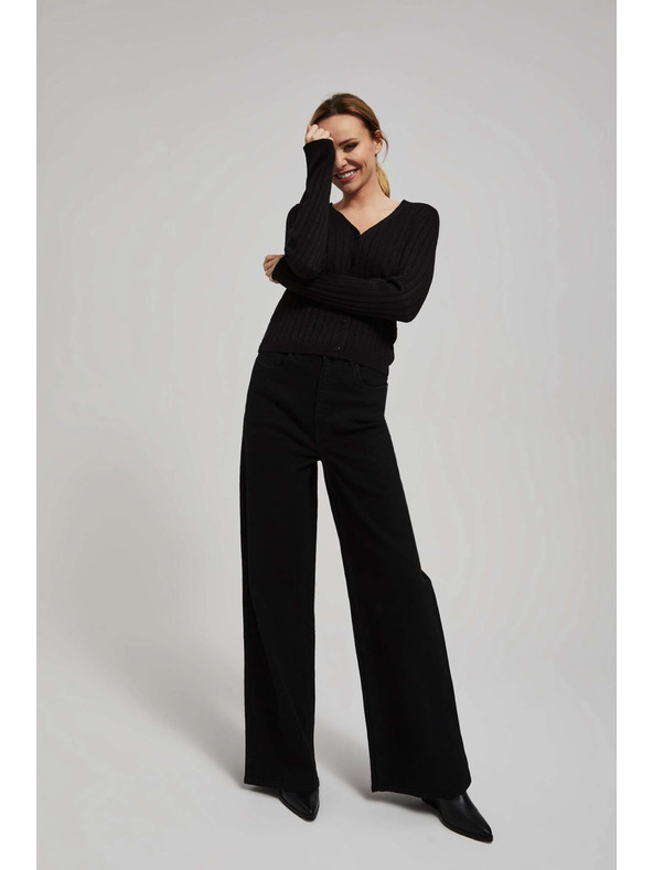 Moodo Crni pulover ukrašen metalnom niti Moodo