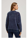 Moodo Tamno plavi pulover s dekorativnim pletenicama Moodo