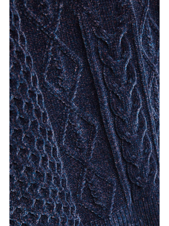 Moodo Tamno plavi pulover s dekorativnim pletenicama Moodo