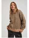 Moodo Bež-crni pulover s prugama Moodo