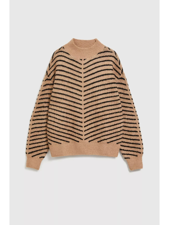 Moodo Bež-crni pulover s prugama Moodo