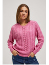 Moodo Fuksija pulover s dekorativnim pletenicama Moodo