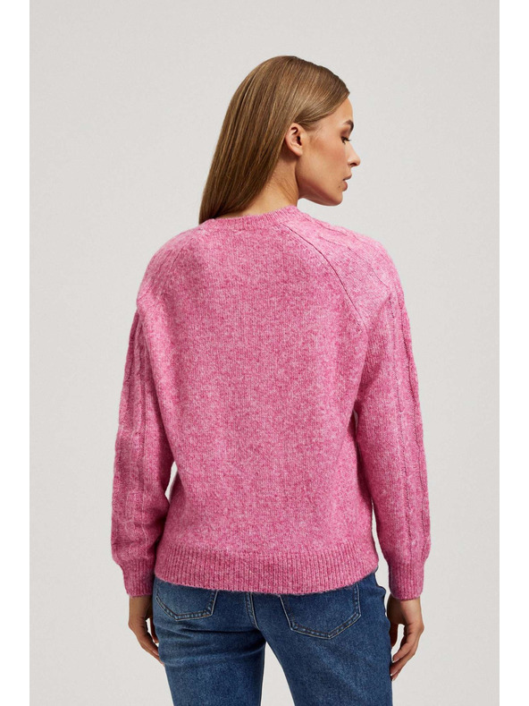 Moodo Fuksija pulover s dekorativnim pletenicama Moodo