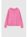 Moodo Fuksija pulover s dekorativnim pletenicama Moodo