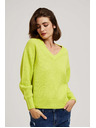 Moodo Limunasto zeleni pulover s V-izrezom Moodo