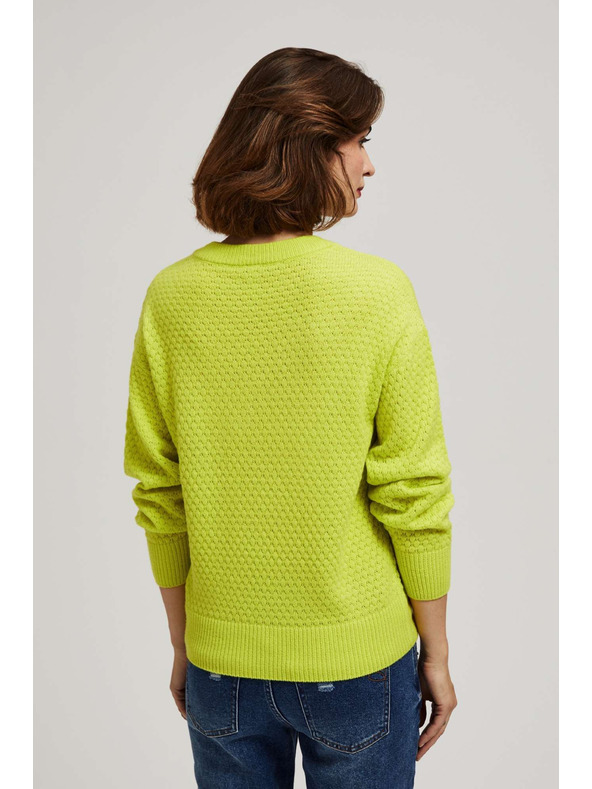 Moodo Limunasto zeleni pulover s V-izrezom Moodo